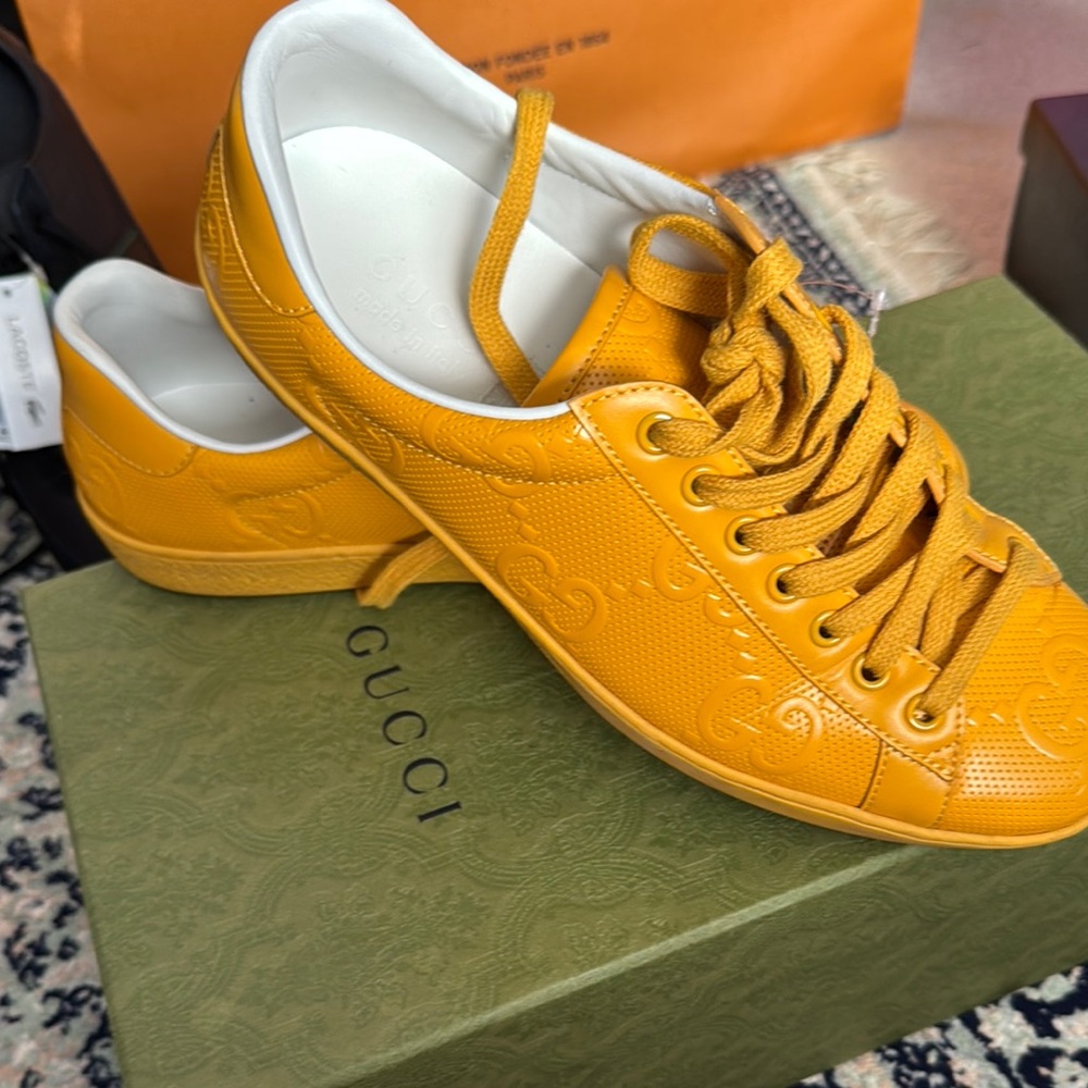 Gucci Yellow Leather Sneakers with White Sole